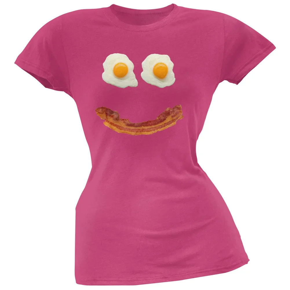 Mr. Happy Smiley Face Bacon And Eggs Black Soft Juniors T-Shirt sold by Old Glory product image thumbnail 4