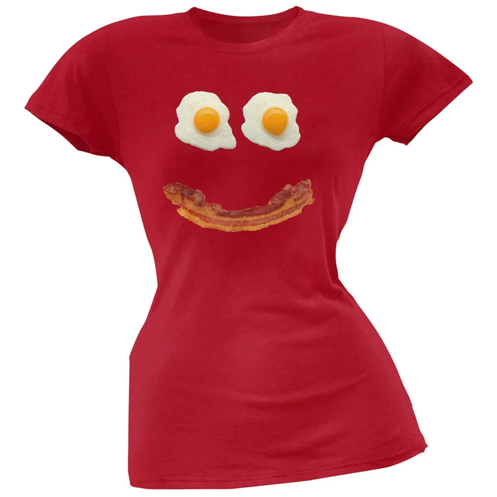 Mr. Happy Smiley Face Bacon And Eggs Black Soft Juniors T-Shirt sold by Old Glory product image thumbnail 5