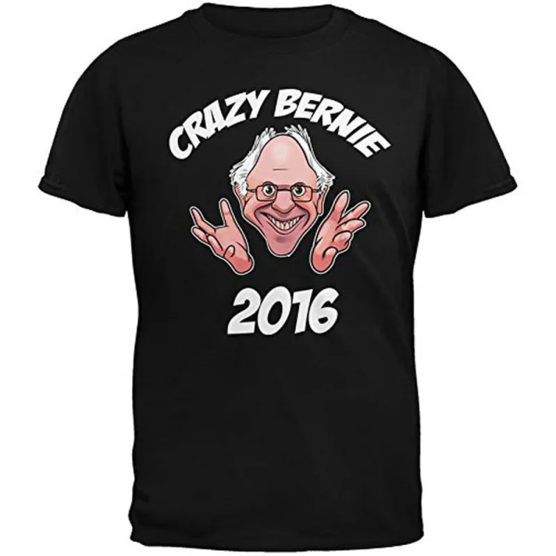 Election 2016 Crazy Bernie for President Black Adult T-Shirt sold by Old Glory