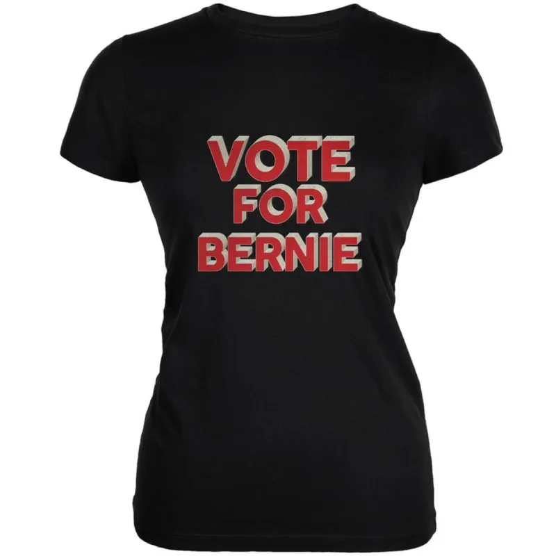 Election 2016 Vote For Bernie 3D Black Juniors Soft T-Shirt sold by Old Glory