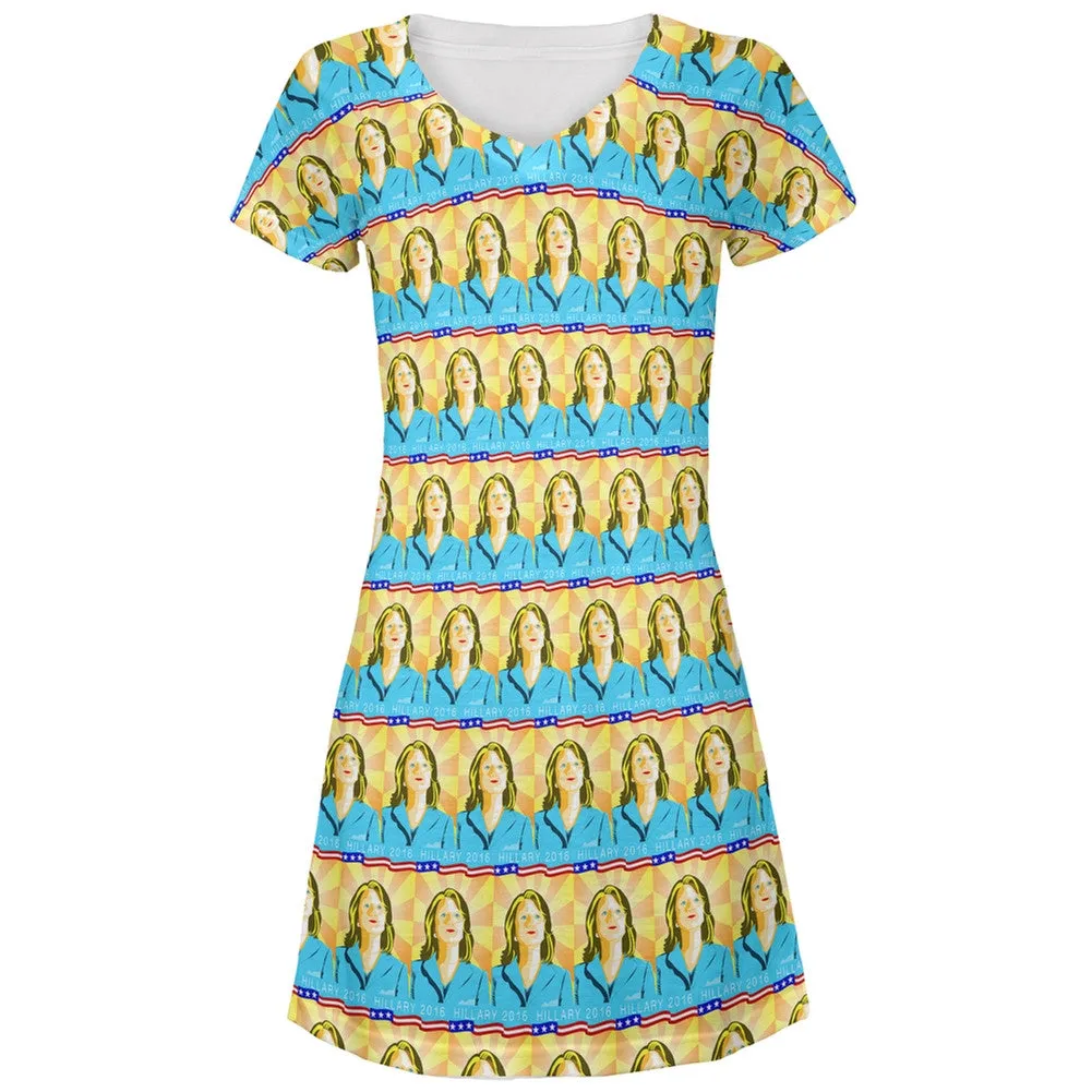 Election Hillary Clinton Poster All Over Juniors V-Neck Dress sold by Old Glory