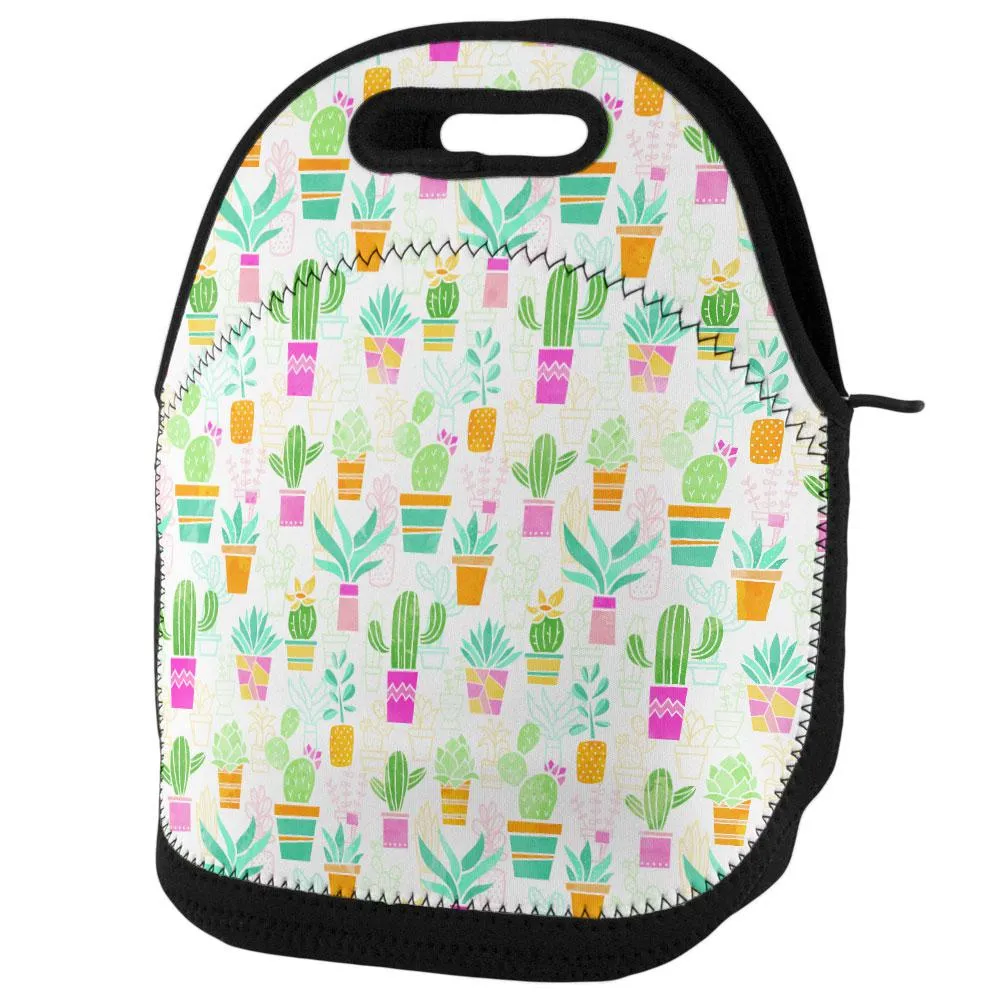 Watercolor Retro Cactus Bold Pastel Pattern Repeat Lunch Tote Bag sold by Old Glory product image thumbnail 3