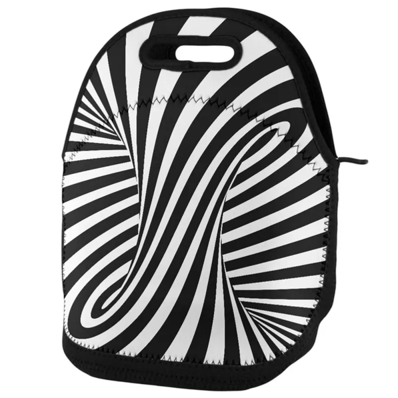 Trippy Black And White Swirl Lunch Tote Bag sold by Old Glory