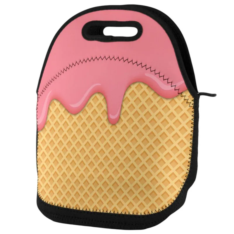 Strawberry Pink Melting Ice Cream Cone Lunch Tote Bag sold by Old Glory
