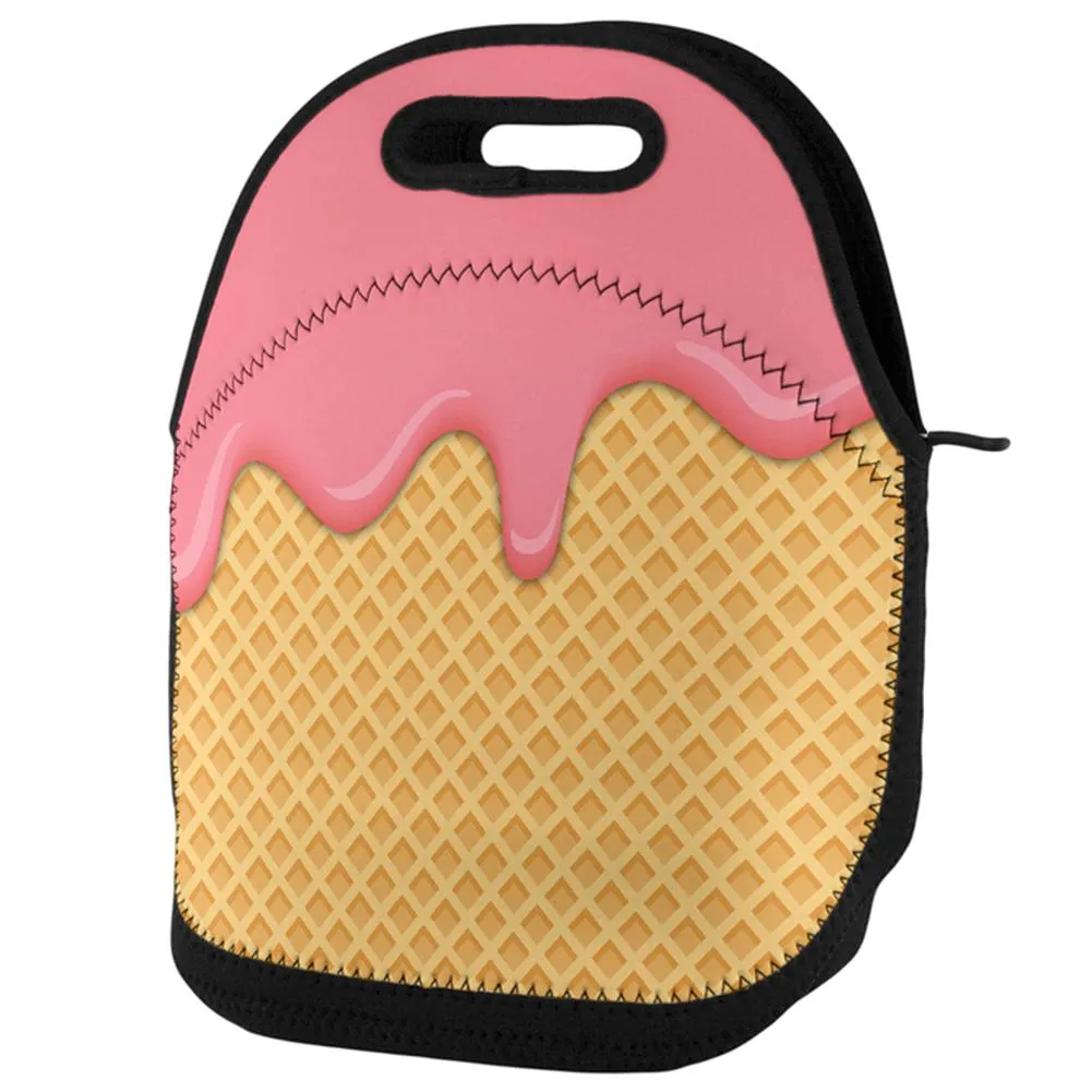 Strawberry Pink Melting Ice Cream Cone Lunch Tote Bag sold by Old Glory