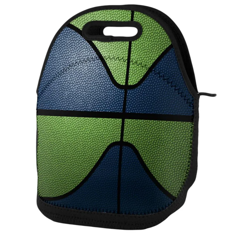 Championship Basketball Dark Blue and Electric Green Lunch Tote Bag sold by Old Glory