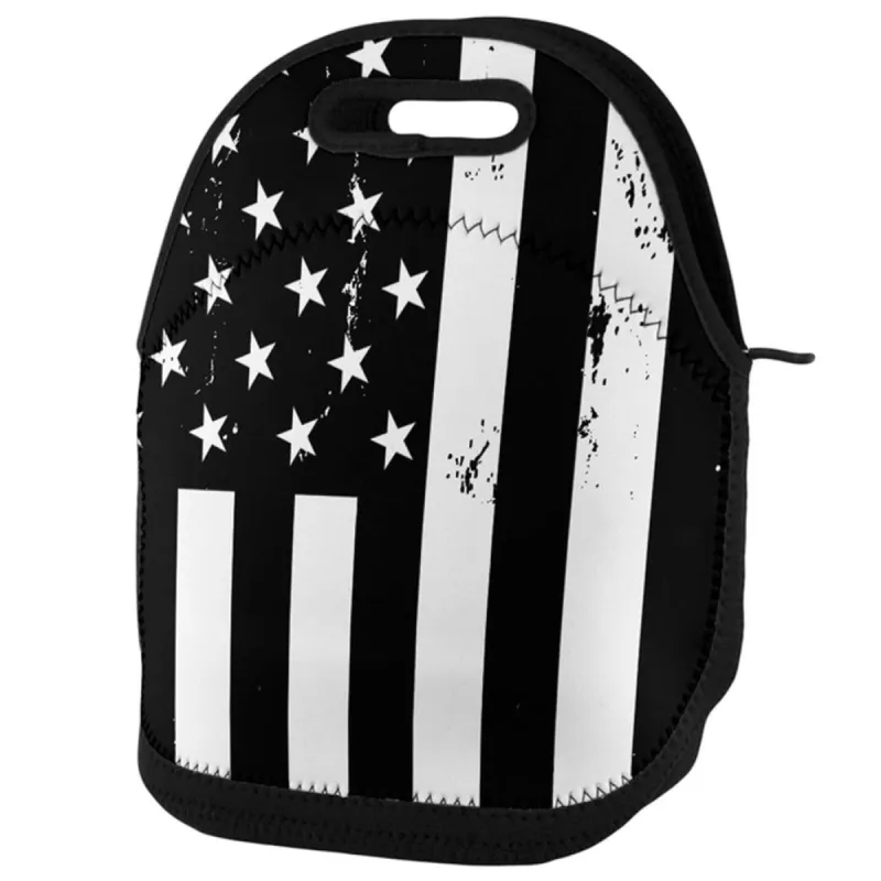 Black and White American Flag Lunch Tote Bag sold by Old Glory