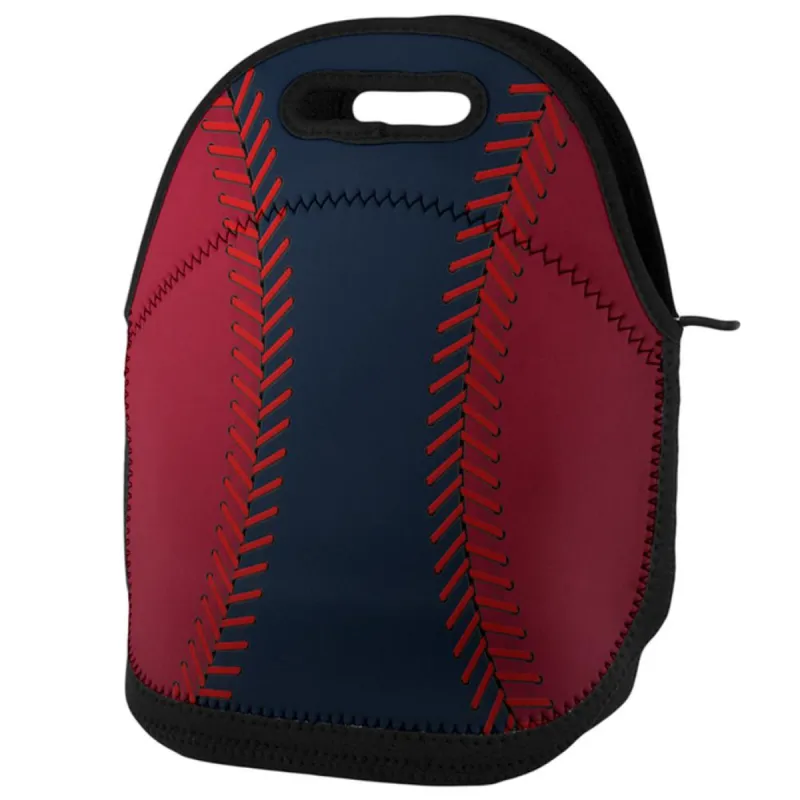 Baseball League Navy Blue and Scarlet Lunch Tote Bag sold by Old Glory