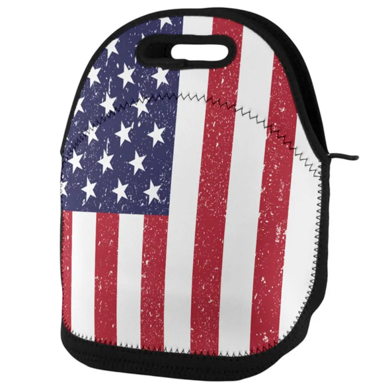 4th of July American Flag Distressed Lunch Tote Bag sold by Old Glory