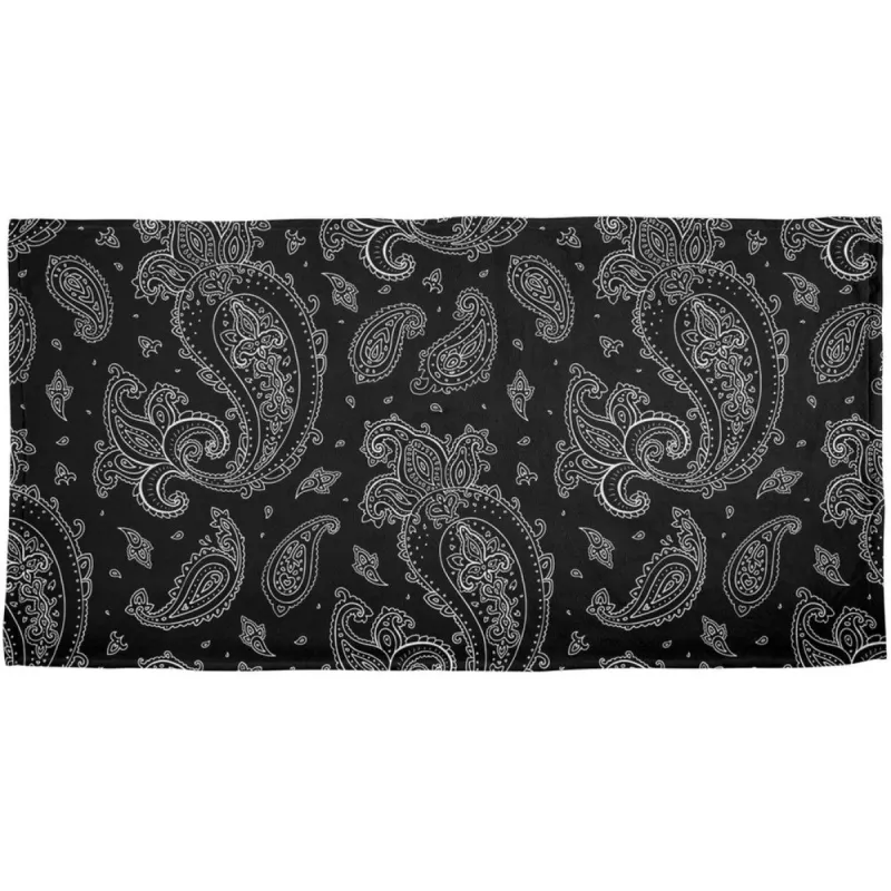 Black Paisley All Over Plush Beach Towel sold by Old Glory