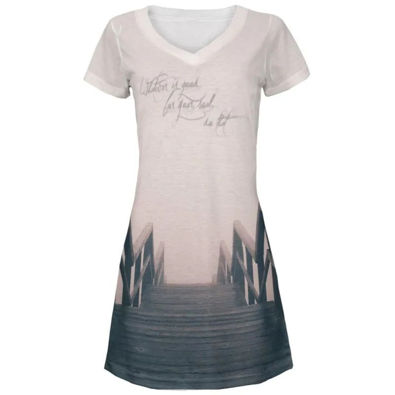 Whatever is Good for Your Soul Juniors V-Neck Beach Cover-Up Dress sold by Old Glory