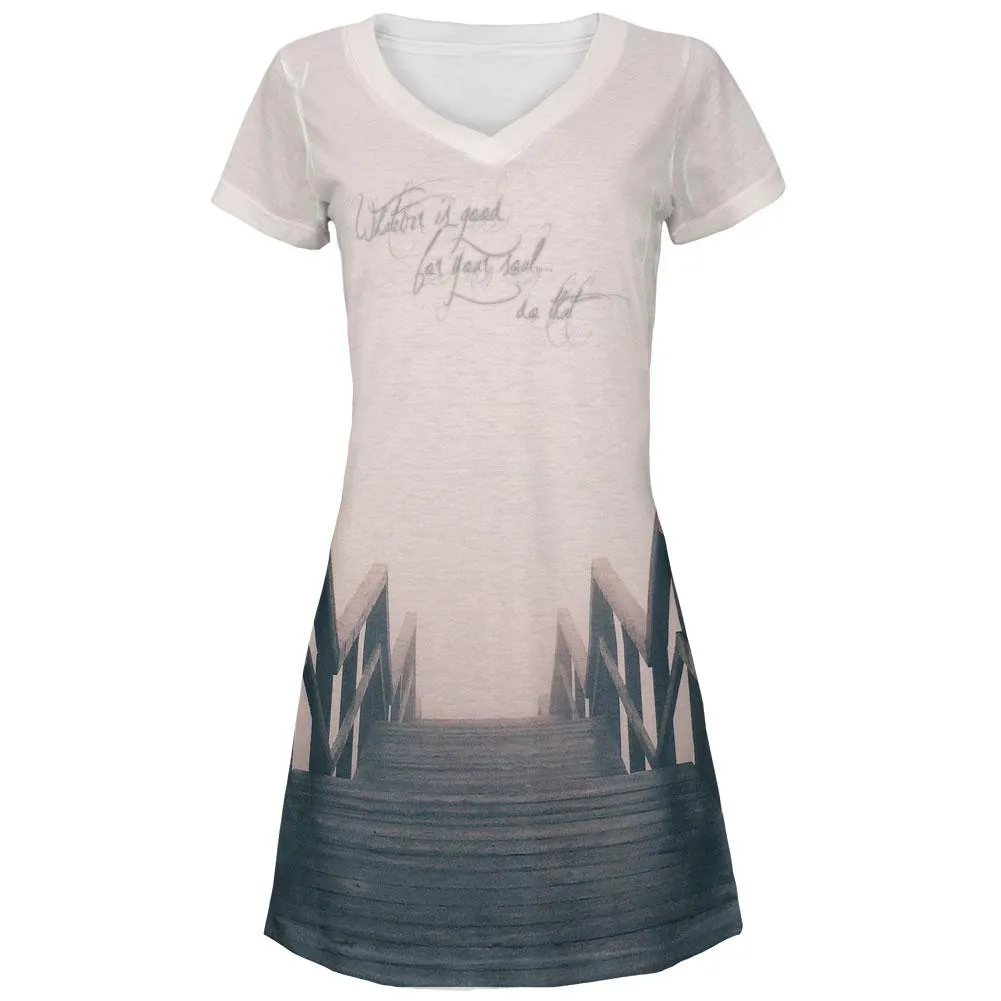 Whatever is Good for Your Soul Juniors V-Neck Beach Cover-Up Dress sold by Old Glory