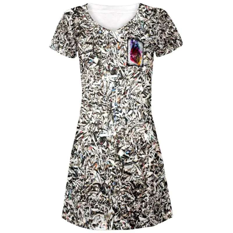 Valentine's Day Unfold Your Paper Heart All Over Juniors V-Neck Dress sold by Old Glory