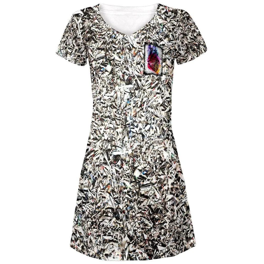 Valentine's Day Unfold Your Paper Heart All Over Juniors V-Neck Dress sold by Old Glory