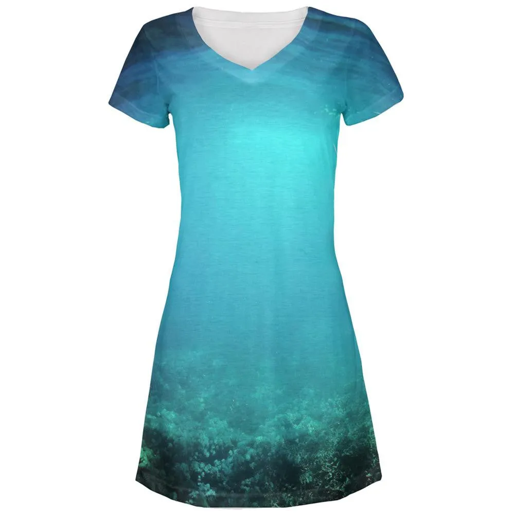 Under Sea Water All Over Juniors V-Neck Dress sold by Old Glory