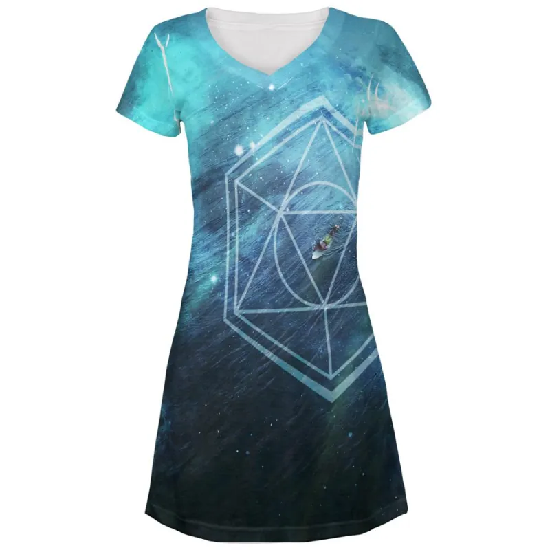 Surfing Sacred Cosmic Waves All Over Juniors Beach Cover Up Dress sold by Old Glory