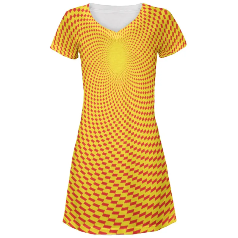 Sunrise Hypnotic Pattern All Over Juniors V-Neck Beach Dress sold by Old Glory