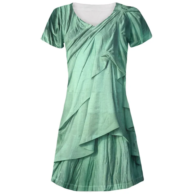 Statue of Liberty Lady Costume Juniors V-Neck Beach Cover-Up Dress sold by Old Glory