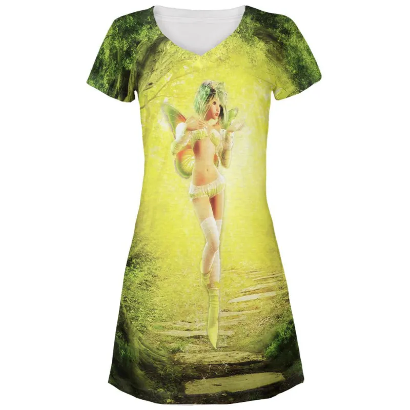 St Patricks Day Irish Fairy All Over Juniors V-Neck Dress sold by Old Glory