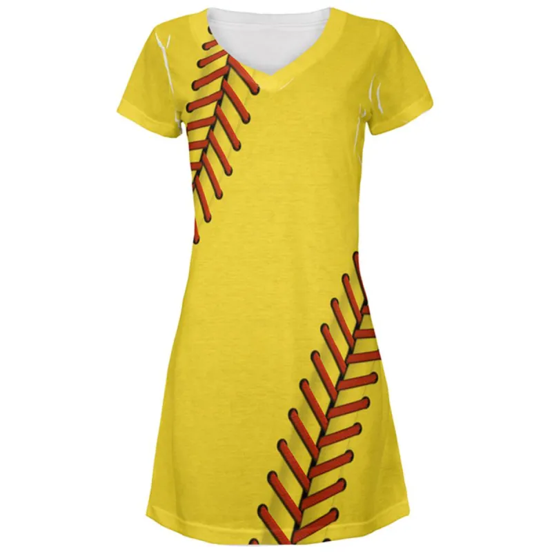 Softball Costume All Over Juniors Beach Cover-Up Dress sold by Old Glory