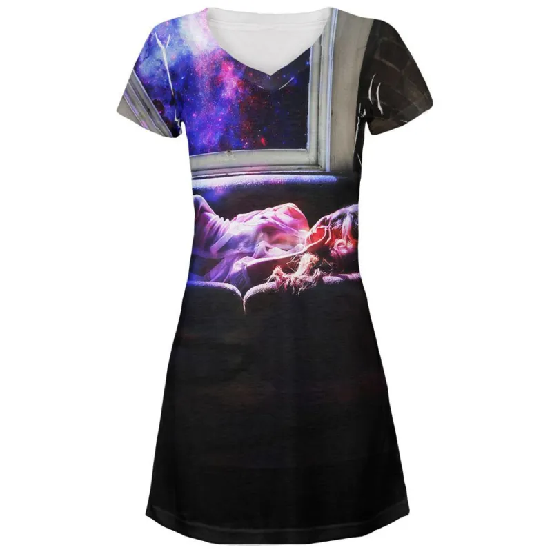 Sleep to Dream of Stars All Over Juniors V-Neck Dress sold by Old Glory