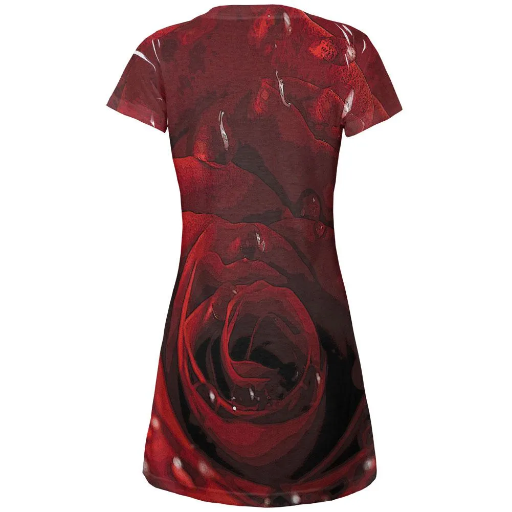 Rose Water Droplets Juniors V-Neck Beach Cover-Up Dress sold by Old Glory product image thumbnail 2