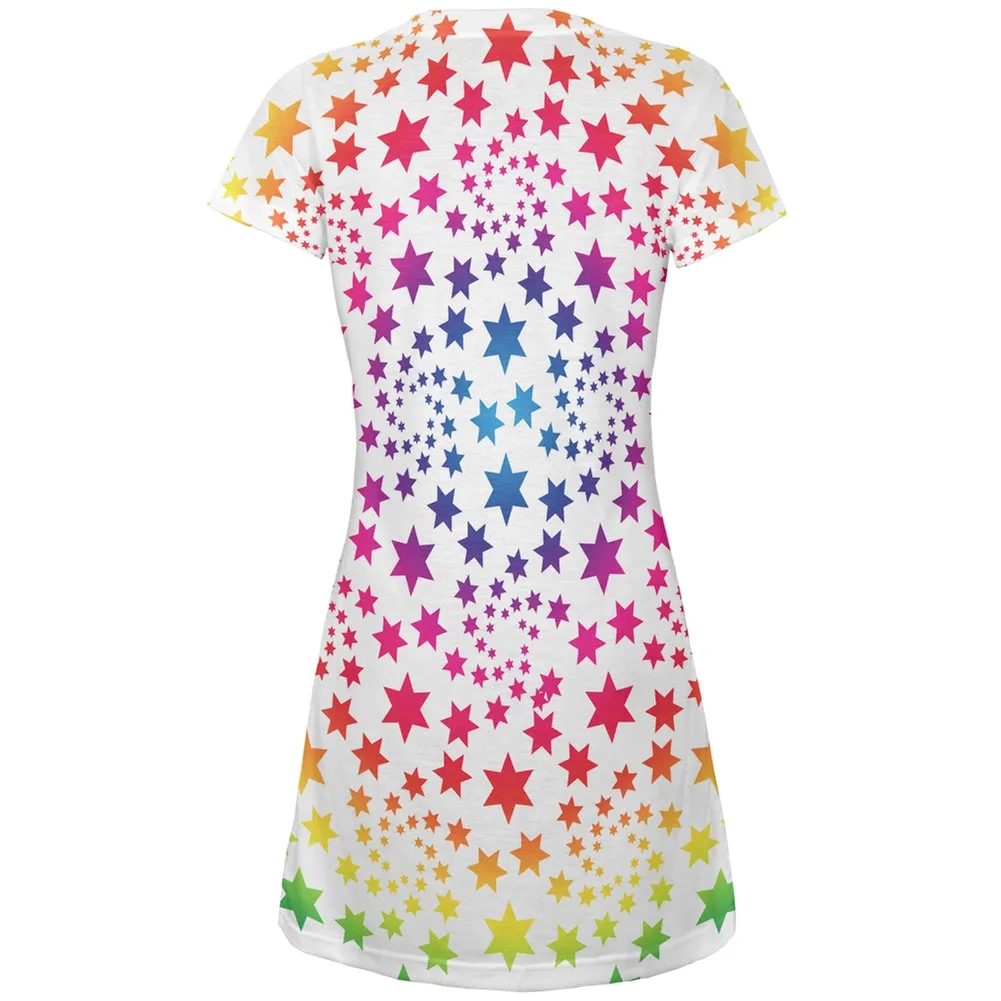 Rainbow Star Swirls Juniors V-Neck Beach Cover-Up Dress sold by Old Glory product image thumbnail 2