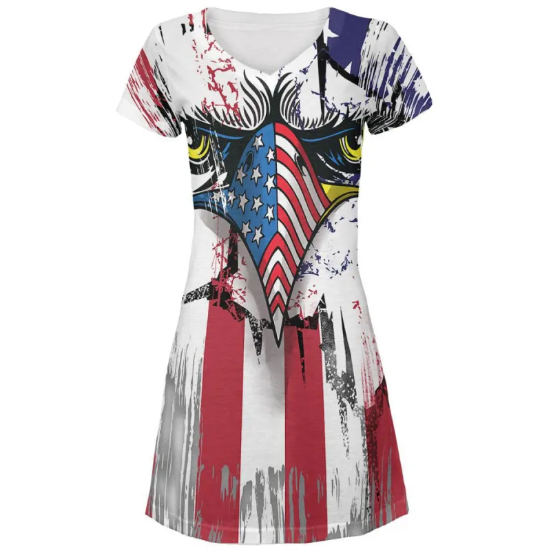 Patriot Eagle All Over Juniors V-Neck Dress sold by Old Glory