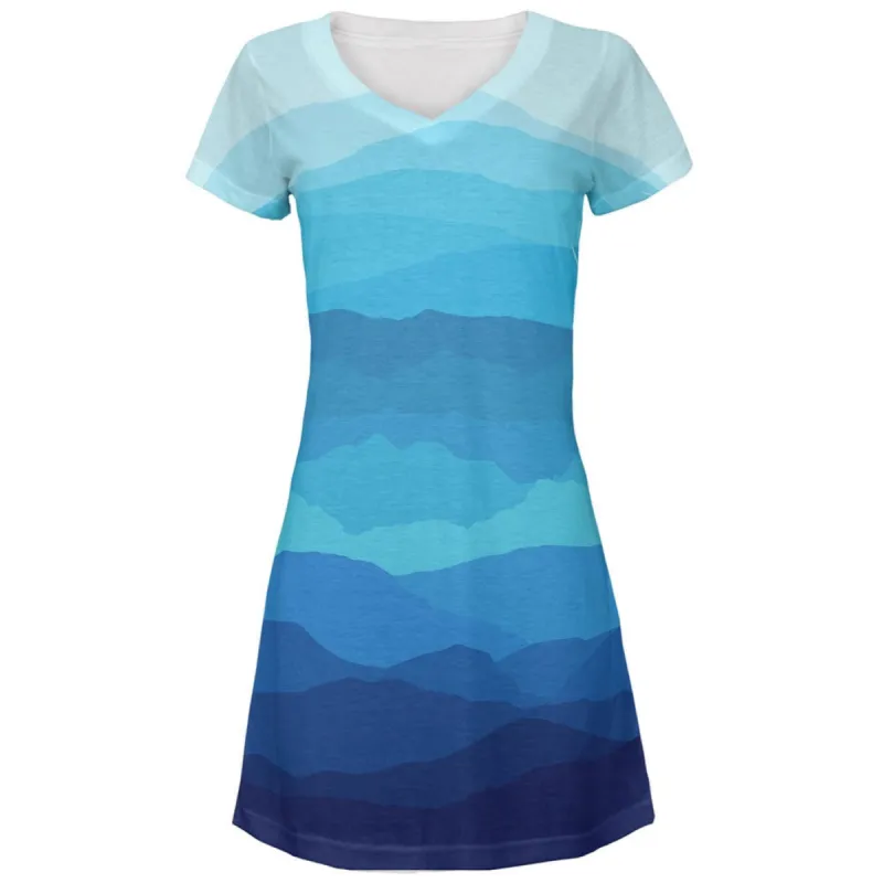 Mountain Range Vista All Over Juniors V-Neck Dress sold by Old Glory