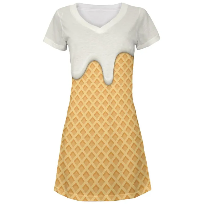 Melting Vanilla Ice Cream Cone All Over Juniors Beach Cover-Up Dress sold by Old Glory