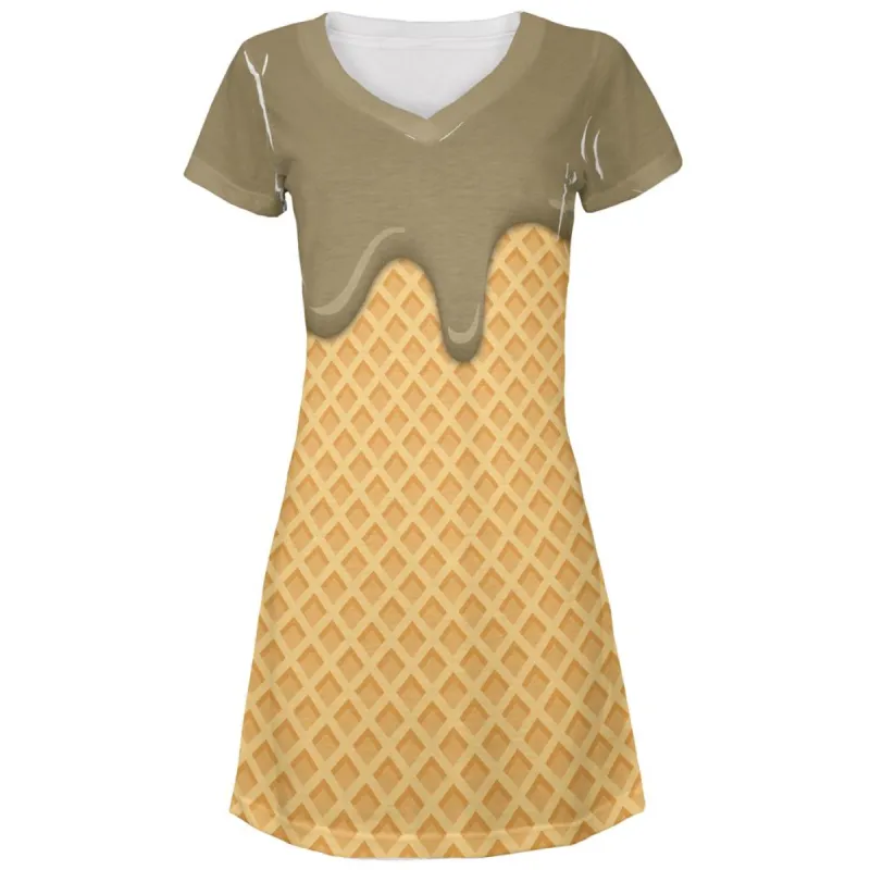 Melting Chocolate Ice Cream Cone All Over Juniors Beach Cover-Up Dress sold by Old Glory