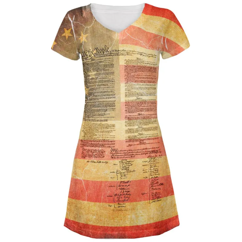 July 4th United States Constitution Betsy Ross Flag All Over Juniors Beach Cover-Up Dress sold by Old Glory