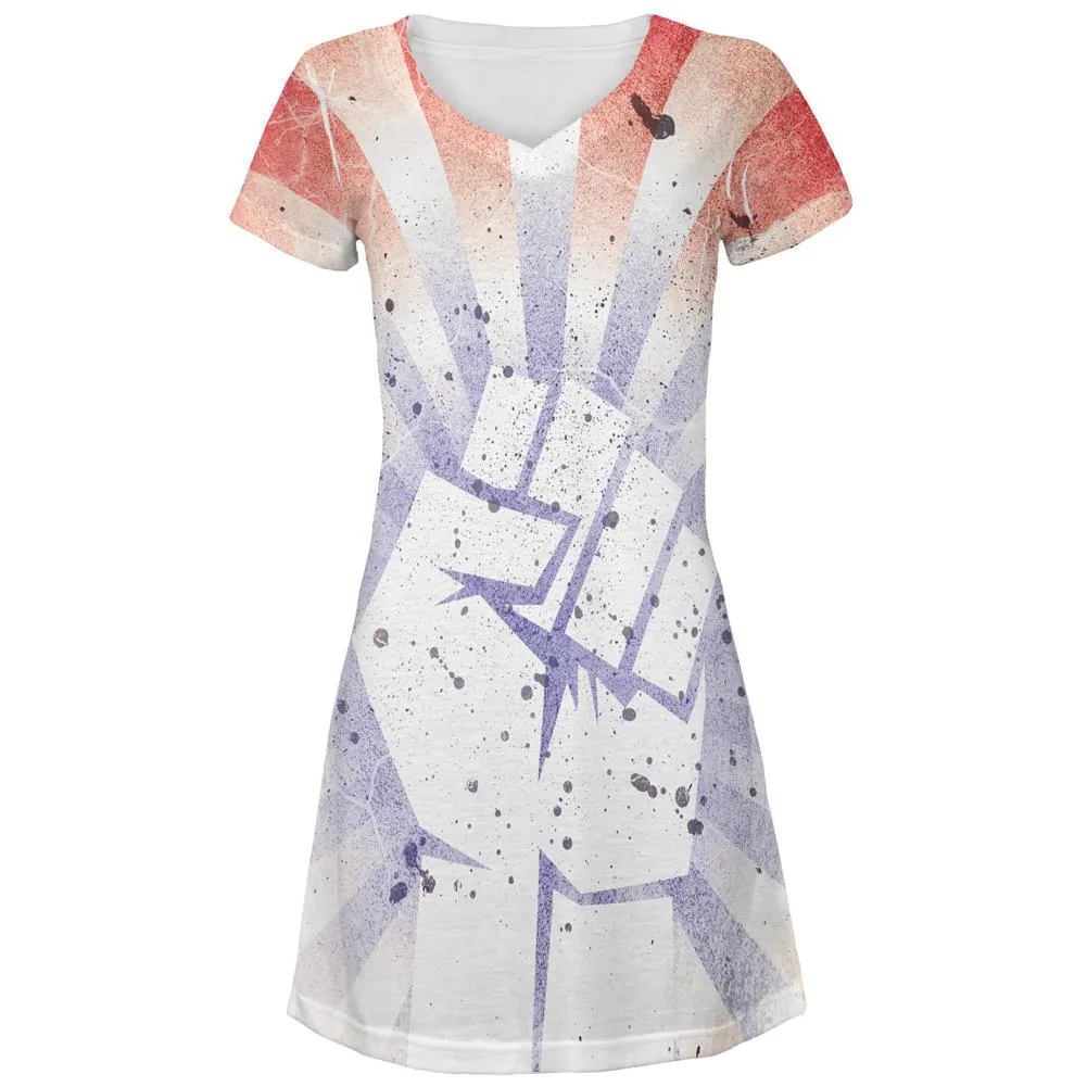 July 4th American Revolution Raised Fist All Over Juniors Beach Cover-Up Dress sold by Old Glory