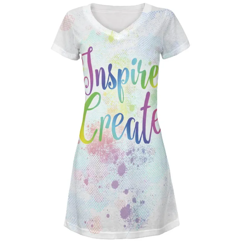 Inspire and Create Pastel Half Tone Art Juniors V-Neck Beach Cover-Up Dress sold by Old Glory