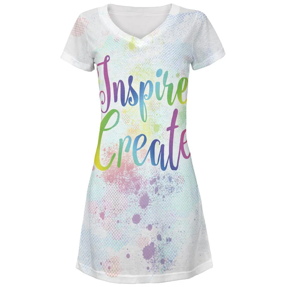 Inspire and Create Pastel Half Tone Art All Over Juniors V-Neck Dress sold by Old Glory
