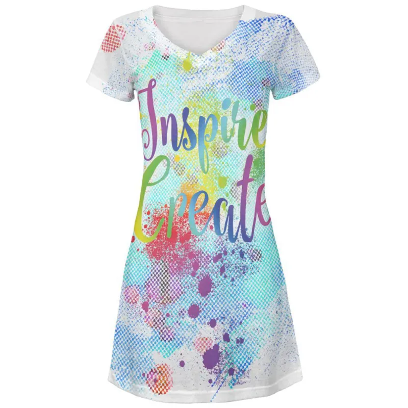Inspire and Create Half Tone Paint Art All Over Juniors V-Neck Dress sold by Old Glory