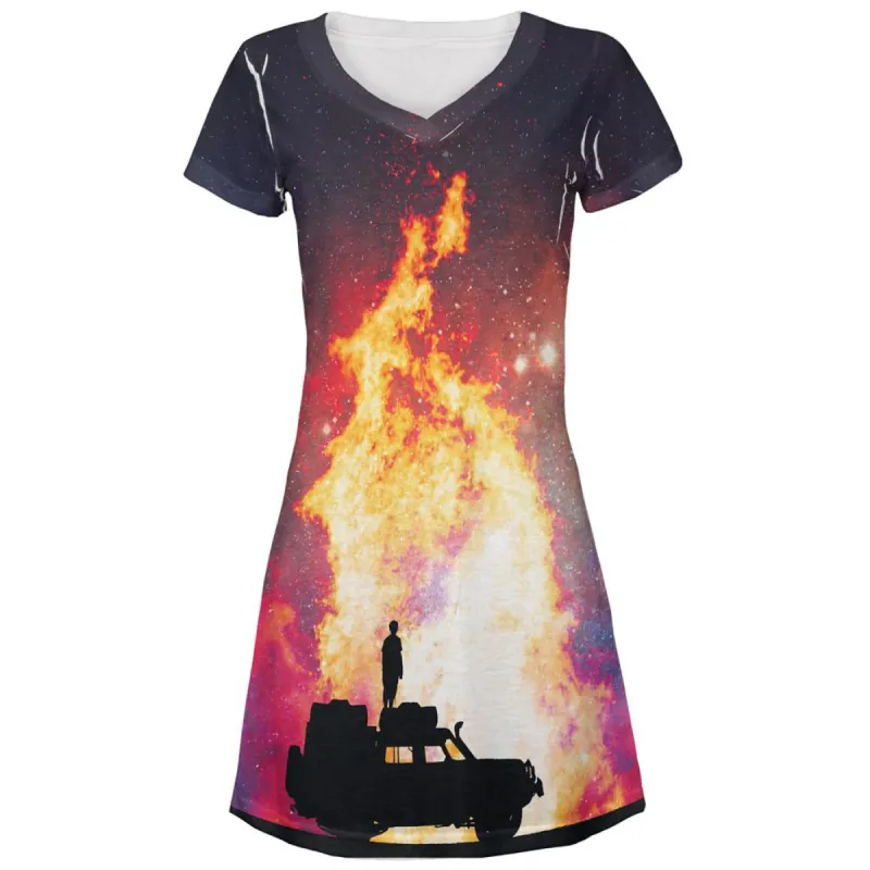 Hiraeth Homesick Traveler All Over Juniors Beach Cover-Up Dress sold by Old Glory