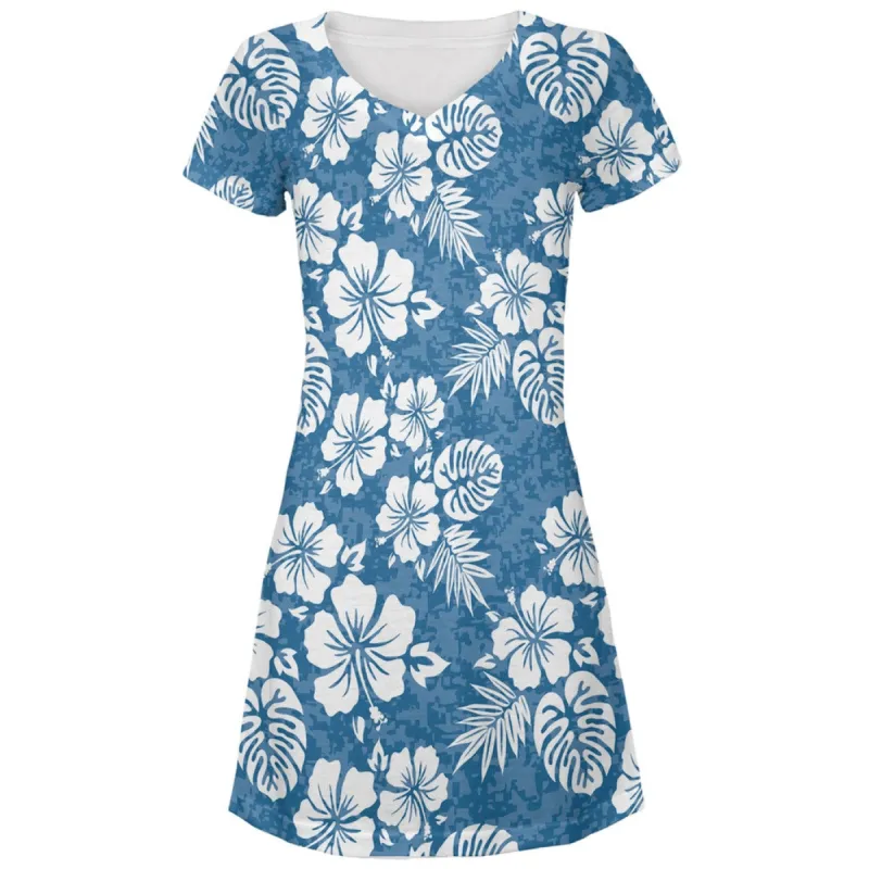 Hibiscus Camo All Over Juniors V-Neck Dress sold by Old Glory