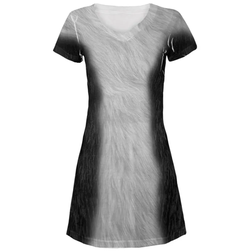 Halloween Tuxedo Black And White Cat Costume All Over Juniors Beach Cover-Up Dress sold by Old Glory