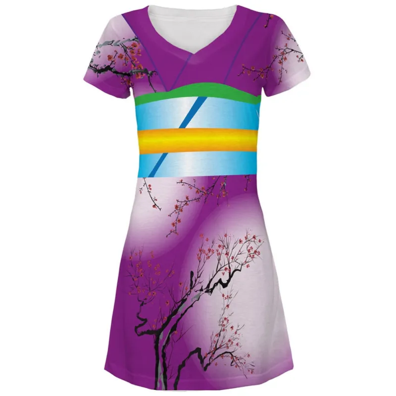 Halloween Purple Kimono Costume All Over Juniors V-Neck Dress sold by Old Glory