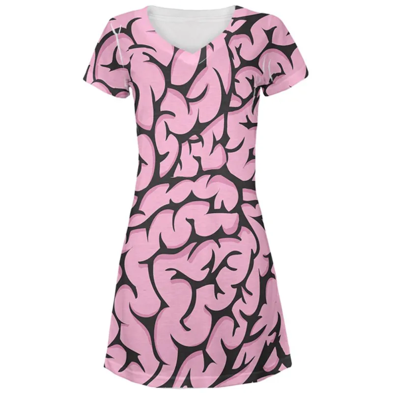 Halloween Pink Brains Costume All Over Juniors Beach Cover-Up Dress sold by Old Glory