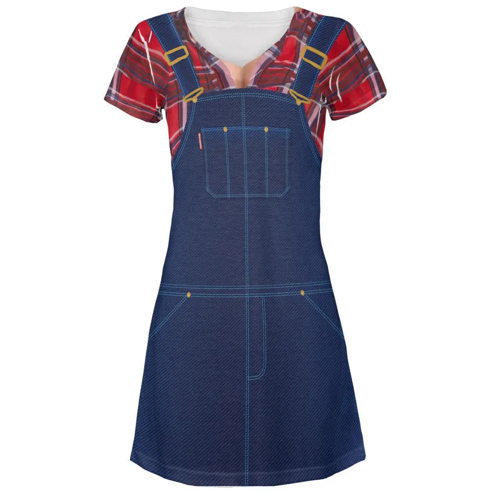 Halloween Lumberjill Costume All Over Juniors V-Neck Dress sold by Old Glory