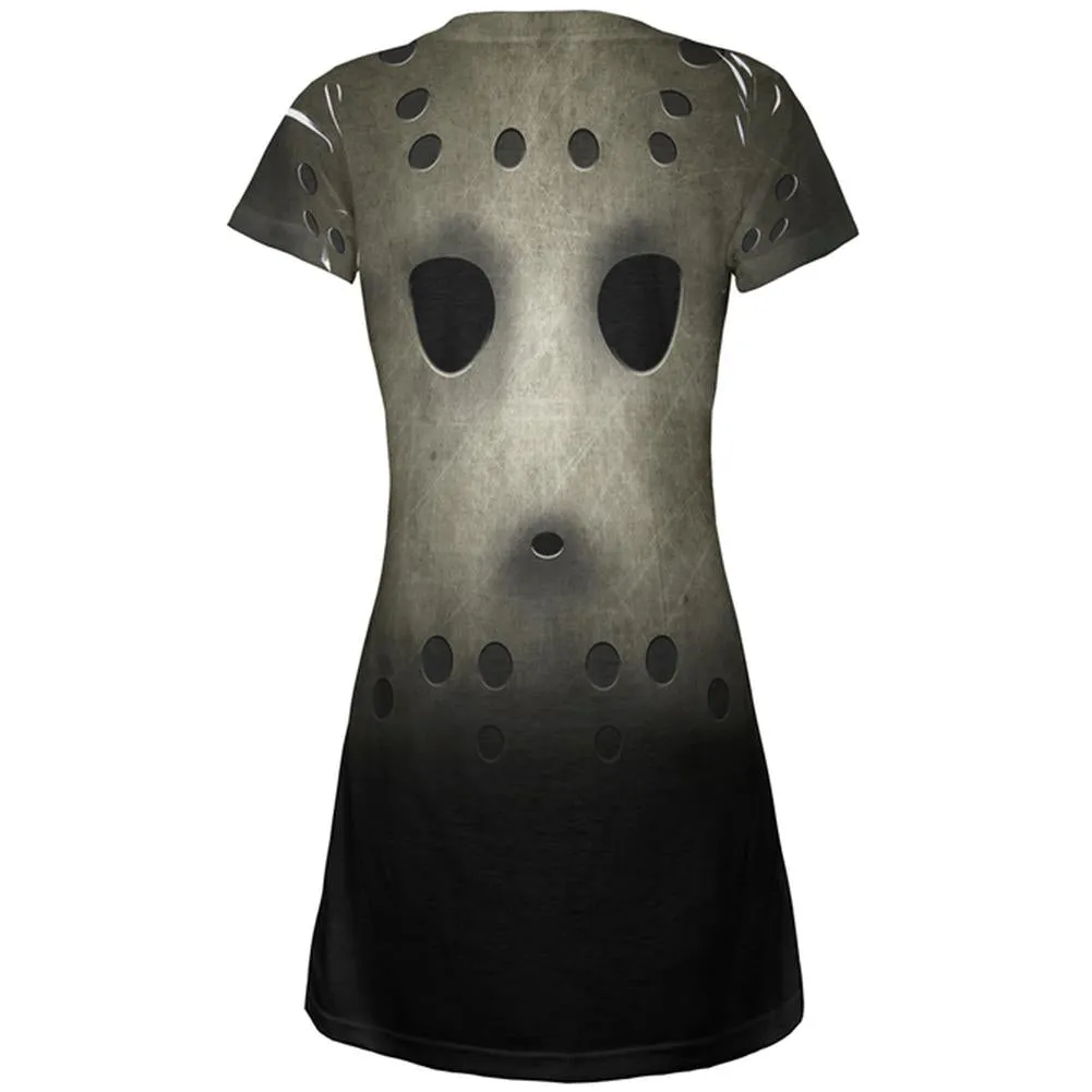 Halloween Horror Movie Hockey Mask Costume All Over Juniors Beach Cover-Up Dress sold by Old Glory product image thumbnail 2