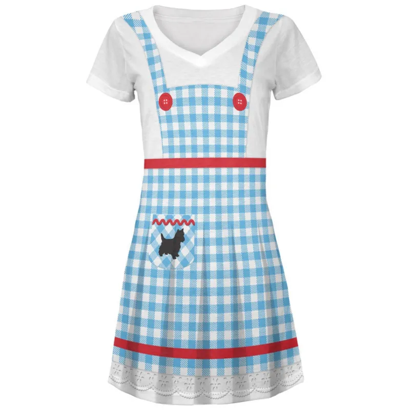 Halloween Dorothy Costume All Over Juniors V-Neck Dress sold by Old Glory