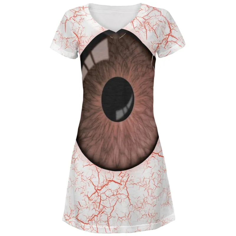 Halloween Brown Creepy Eyeball Costume All Over Juniors Beach Cover-Up Dress sold by Old Glory