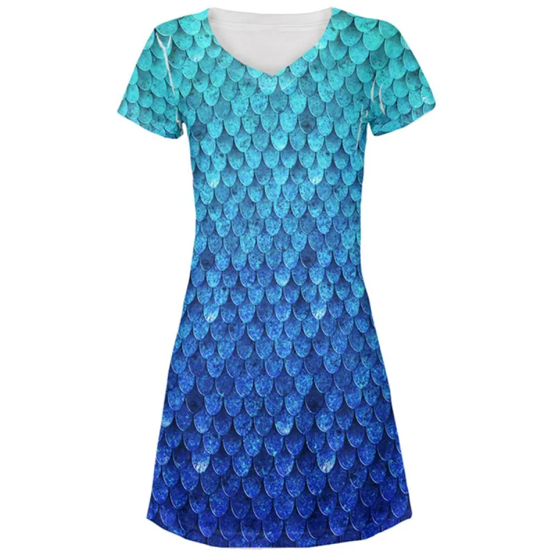 Halloween Blue Frost Dragon Rider Armor All Over Juniors Beach Cover-Up Dress sold by Old Glory