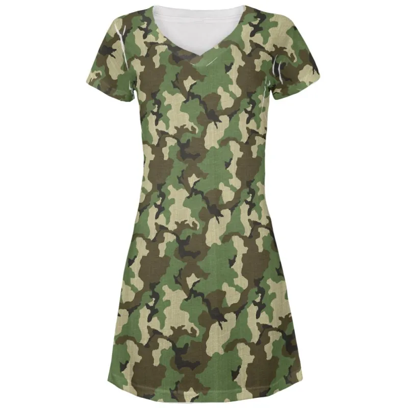 Green Woodland Camo All Over Juniors Beach Cover-Up Dress sold by Old Glory