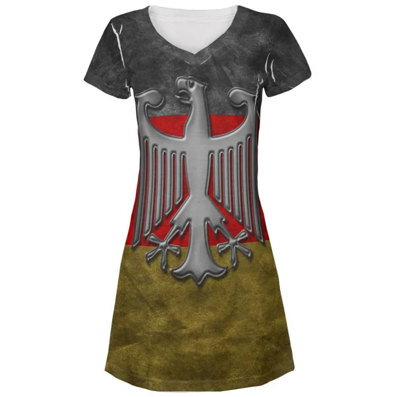 German Flag Eagle Crest All Over Juniors V-Neck Dress sold by Old Glory