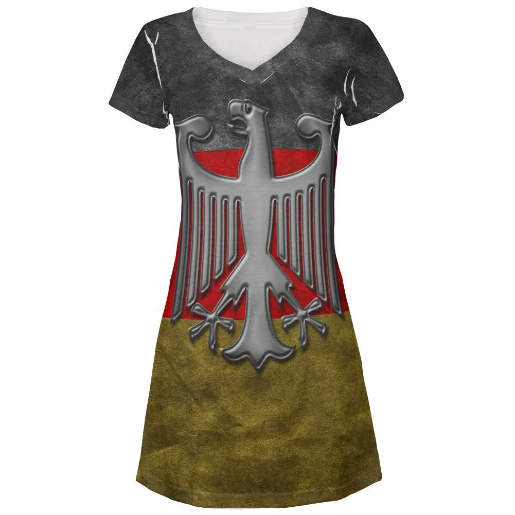 German Flag Eagle Crest All Over Juniors V-Neck Dress sold by Old Glory