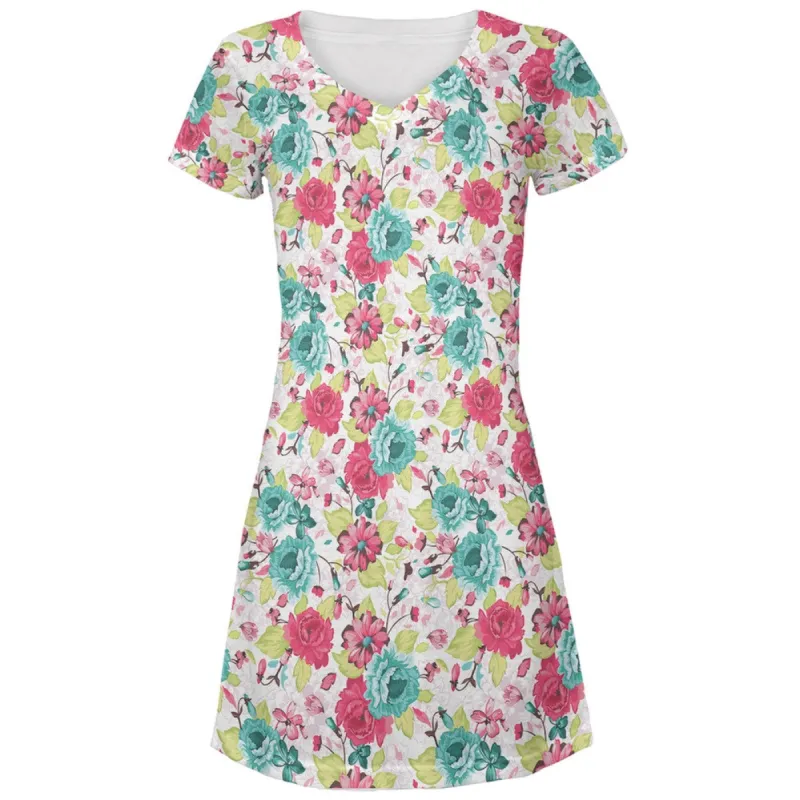 Floral Pattern All Over Juniors V-Neck Dress sold by Old Glory